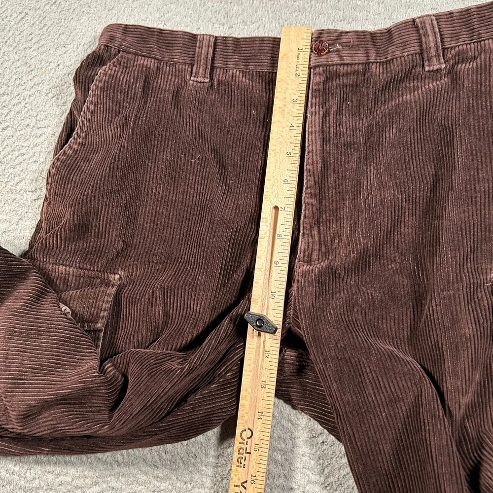 Vintage LL Bean Pants‎ Mens 34x30 Brown Corduroy Cargo Baggy Loose Skate Y2K Zip - Picture 8 of 10
